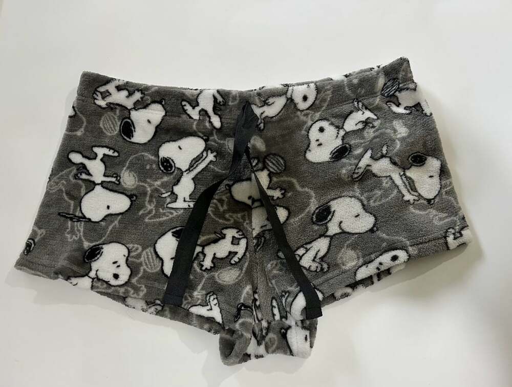Peanuts Snoopy Plush Lounge Shorts Size XL Gray Sleep Pajamas
